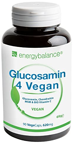 Glucosamin 4 Vegan 620mg pro Kapsel - Vier vegane Inhaltsstoffe in einem zum Wohlbefinden: Glucosamin, Chondroitin, MSM (Methylsulfonylmethan) und Acerola-Vitamin C - 90 Kapseln