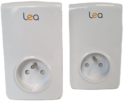 Pack de 2 x CPL LEA Networks NetSocket1800 (1800 Mbps) Ethernet Gigabit avec Prise gigogne filtrée