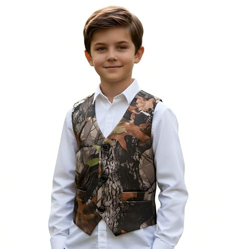 HBDesign Boys 1 Piece 3 Button Custom Casual Dress Camouflage Vest 3T