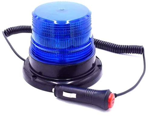 Gyrophare magnétique LED, Lumière d’avertissement magnétique pour véhicule avec 12V/24V prise allume-cigare (Bleu)