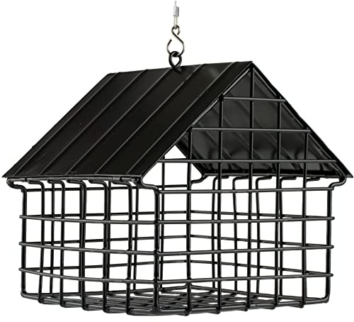 Wildlife Garden WG3343 Meisenknödel-Futterspender-Häuschen Schwarz - Vogelfutterhaus aus Metall