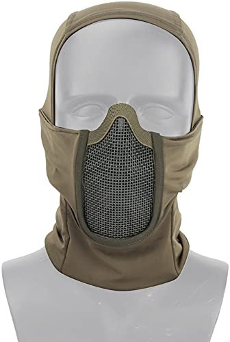 AQzxdc Maschere a Mezza Faccia per Uomo, Tattico Airsoft Militare Protettivo Traspirante Maschera Protezione Gear, per Paintball Cosplay Party BBS Gioco di tiro PC Esercito,Verde