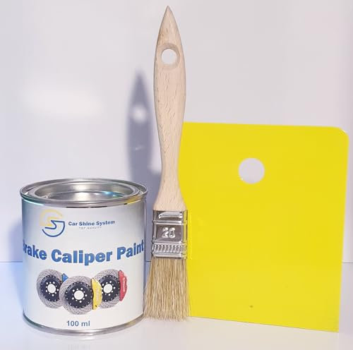 Car Shine System Bright Yellow BRAKE CALIPER PAINT METAL ENGINE Heat Resistant 250ml Free Brush