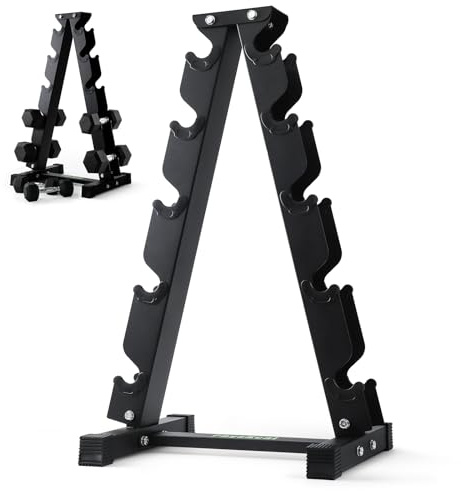 PhysKcal 5-Tier Dumbbells Rack, Heavy Duty Gauge Steel, 350 kg Load Bearing