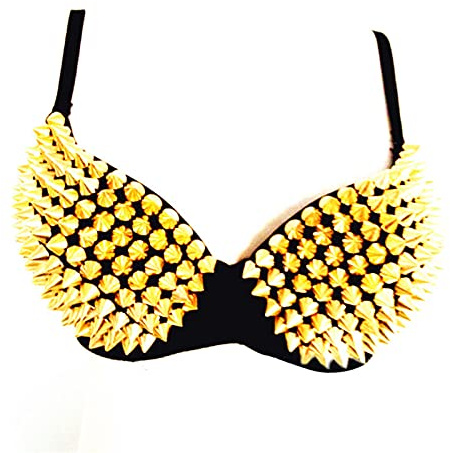 Syfinee Sexy BH für Damen, metallische Spikes, Nieten-BH, Punk, Push-Up-Tops, Unterwäsche für Party, Club, Raves, Sport