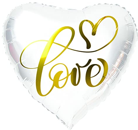 Folat- Foil Globo Blanco en forma de Corazón 'Love', Color white (62987)