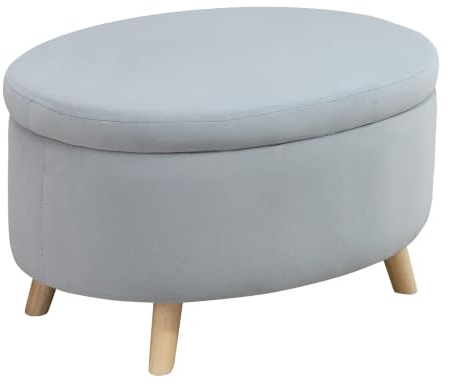HOMCOM Ottomane Puff Samt gepolstert Ottomane gepolsterte Lagerung Hocker mit abnehmbarem Deckel und Holzbeine für Schlafzimmer Wohnzimmer Flur 71x51,5x42 cm Grau