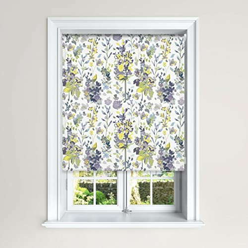 Lister Cartwright Olivia Bard Floral Blackout Roller Blind Olivia Bard Kew Design Easy Fit Child Safety Blind (Kew Olive, 180cm Width x 140 cm Drop)