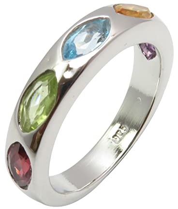 SilverStarJewel 925 Silber Granat Amethyst Citrin Blauer Topas Peridot Fünfter Mai 2022 Bandgröße 49 bis 60