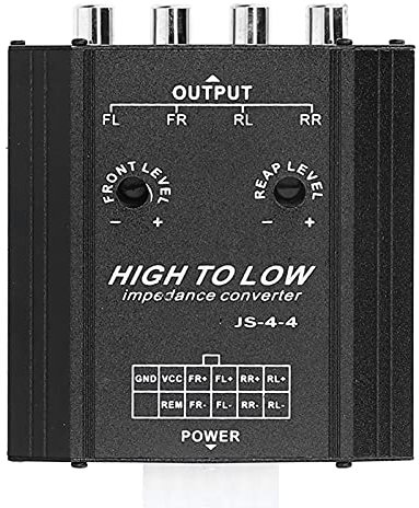 Convertidor de audio, 50W 12V 4 canales Convertidor de Impedancia, Convertidor de Audio Alto a bajo de Alta Fidelidad para Automóvil