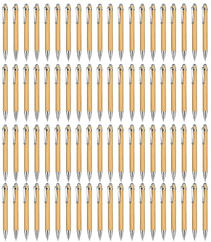 NIZEAMI 80 StüCk Kugelschreiber Stift Set Bambus Kugelschreiber Stift BüRo- & Schul Bedarf Stifte & Schreiben Bedarf Geschenke, Schwarze Tinte