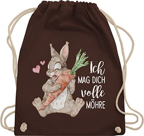 Shirtracer Turnbeutel Rucksack - Sprüche Statement Spruch - Ich mag dich volle Möhre mit Hase weiß - Unisize - Braun - beutel+rucksack+mit+sprüchen sprueche liebe beutel sprüchen spruechen hasen