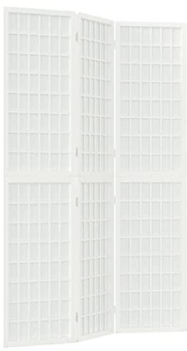 3 teilig Paravent Faltbarer, Raumteiler Spanische Wand mit Streben aus Holz, Sichtschutz Raumtrenner Trennwand Stellwand Sichtschutzwand Home Office Deko, 120x170 cm Weiß