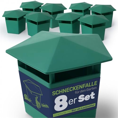 Gravidus Grüne Schneckenfalle - Umweltfreundliche, biologisch wirksame Falle aus Polypropylen - Einfache Handhabung zur effektiven Schneckenbekämpfung ohne Chemikalien, 12,5 x 12,5 x 11 cm (8 Stück)