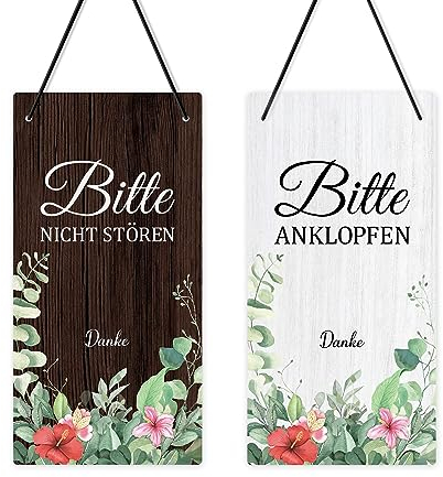 Putuo Decor „Bitte Nicht stören“-Schild, PVC-Türschild „Bitte einklopfen“, doppelseitiges Schild zum Aufhängen, 25,4 x 12,7 cm großes Büroschild