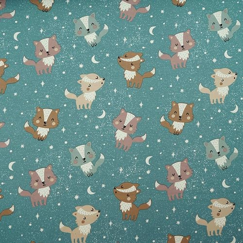 Bio Organic Baumwoll-Jersey Wölfchen Kinderstoff 0,5x1,65m Jersey-Stoff Meterware