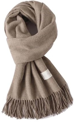 Bettschlange Schal Damen Winter, Warm Wollschal, Winterschal Damen mit Quasten, XXL Kuschelige Warme Winter Schals, Scarf Poncho Cape, 200x70cm,03-Elfenbein