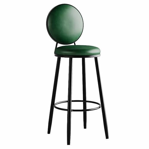 Frühstücks-Barhocker, Kunstleder gepolstert, industrielle Küchen-Barstühle mit runder Rückenlehne, schwarzes Metallgestell für Home Pub