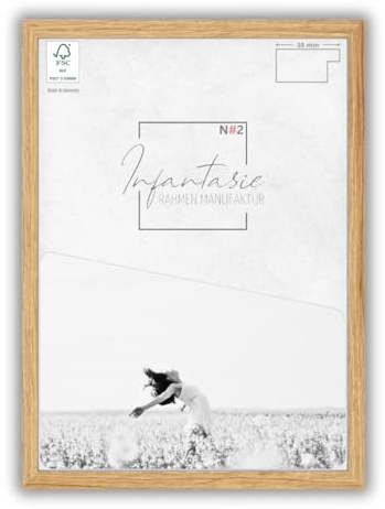 Infantasie 'N°2' Bilderrahmen 80x100 handgefertigt nach Maß | Eiche Catania | MDF Holz-Design Collage Rahmen inkl. Kunstglas und Metall Aufhänger (Querformat & Hochformat)