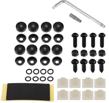 A ABSOPRO Viti Antifurto per Targa, Kit di Bulloni di Sicurezza M6 per Supporto Targa Auto con Viti in Acciaio Inossidabile Nero, 1 Set