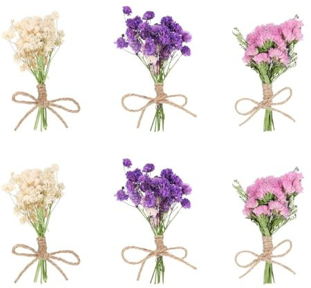 DHWEKU 6 Mazzi di Fiori Secchi Naturali, Fiori Secchi Decorativi, Mini Bouquet di Fiori Secchi Naturali, Fiori Secchi Decorativi Naturali per Casa Giardino Feste Ufficio per Fai da Te