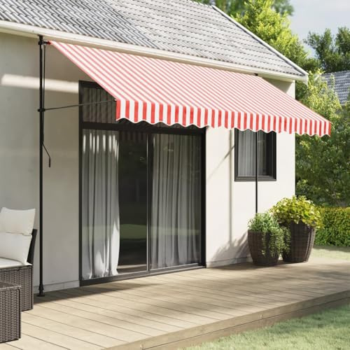 Sufrk Tissu de rechange pour rideau à rayures rouges et blanches 3,5 x 2,5 m, rideau de voile imperméable rectangulaire voile d'ombrage pare-soleil protection rayons U V pour extérieur jardin terrasse
