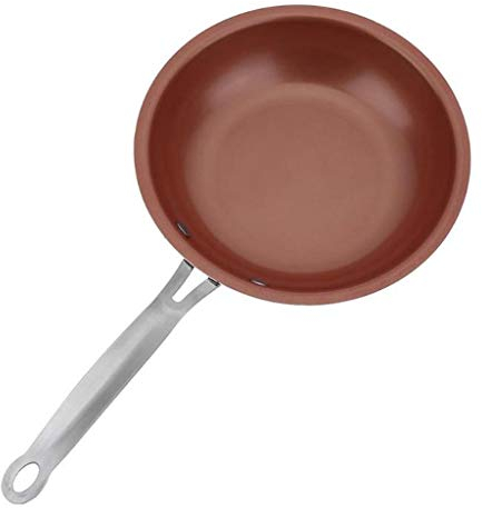 MYVVKIA 24 cm Antihaft-Bratpfanne Kupferpfanne Bratpfanne mit Keramikbeschichtung Stielkasserolle Ofengeeignet Induktions-Wok Titan-Bratpfanne