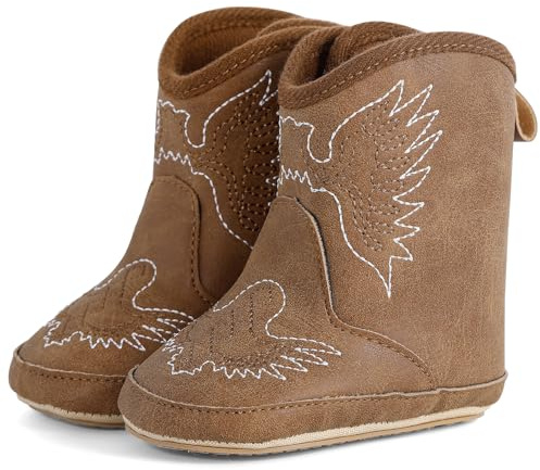 Cheerful Mario Nyfödda Baby Boots Cowboystövlar för bebis, tidig bebis, PU-läder, första steg, skor, Brun C, 12-18 mesi