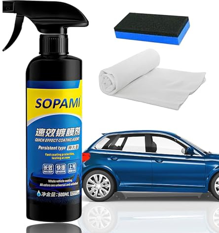 Sopami Car Coating Spray, 17.6 oz Quick Effect Coating Agent, Car Scratch Wax Polish Spray Waterless Wash Wax, Oil Film Emulsion Glass Cleaner