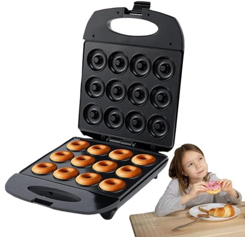 Small Donut Maker, Donut Maker Machine pour la maison - Small Electric 12 trous Machine à outils de cuisson | Pouser de cuisson à petit-déjeuner sans bâton, plateau de boulanger à gâteau pour collatio