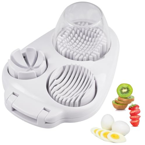 3 In 1 Egg Slicer For Hard Boiled Eggs, Strawberry Slicer Grape Cutter, 2026 New Stainless Steel Dicer Egg Slicer Dishwasher Safe, Fruit Cutter For Egg Strawberry Mushroom