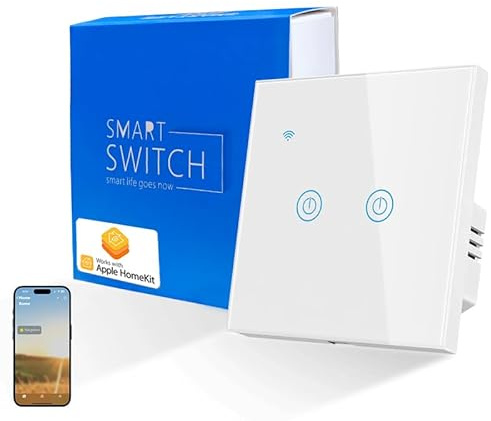 Naigebrol Apple Homekit Smart WiFi Lichtschalter Benötigt Neutralkabel Homekit Kompatibel mit HomeKit Touch Panel Glas Modernes Design 1/2/3 Band UK Standard Verzögerung