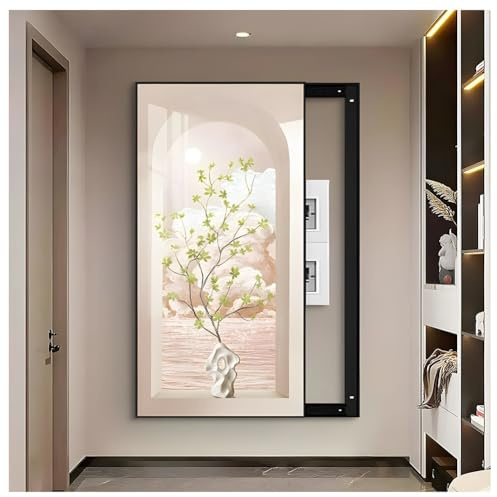Decorative Electrical Panel Cover, Hidden Circuit Breaker Art, Wall-Mounted Fuse Box Cabinet, Aluminum Alloy Frame, 60x120 cm (23.6x47.2 in) - Stylish Home Decor