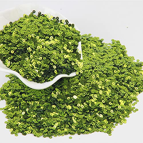 SAJMAKUWLA Lentejuelas, Vaso Plano y Redondo con Purpurina Verde Claro de 3 mm a 10, Ideal for Manualidades Boda, Costura, decoración Accesorios Bricolaje(3mm Light Green)