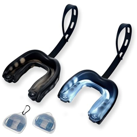 Shiseedl 2-Pack Football Mouth Guard Kids - Professional Kids Sports Mouthpiece with Strap & Case - 3-Layer Breathable Protection for Football, Basketball, MMA, Boxing