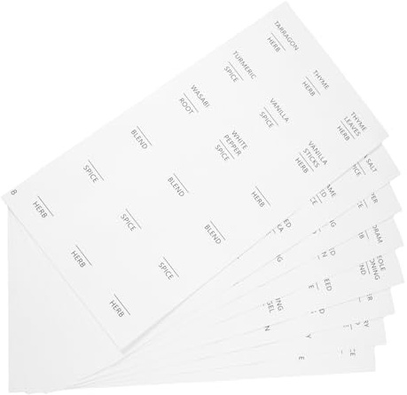 FOMIYES Etiquetas Adhesivas Impermeables para Especias, Redondas de 3,8 Cm, Blancas, Organizadoras para Tarros de Cocina, Etiquetas para Despensa y Frascos de Especias, Diseño Minimalista