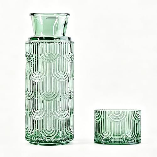 Glaskaraff med lock, mugg som lock, 630 ml (grön)