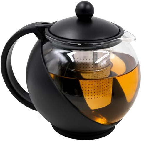 HVIHWI 750ml Glass Tea Pot with Infuser and Strainer, Glass Teapot with Removable Stainless Steel Infuser for Loose Tea, Heat-Resistant Clear Tea Maker for Flower Tea, Daily Use