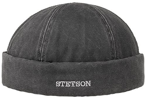 Stetson Old Cotton Winter Dockermütze - Dockercap Herren - Herrenmütze Wasserabweisend - Mütze gefüttert (Fleece) - Fischermütze Herbst/Winter - Wintermütze schwarz XL (60-61 cm)