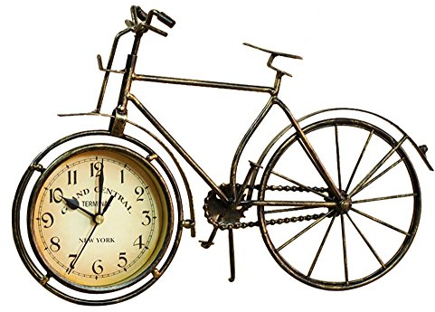 SWHONG Metall Vintage Fahrrad Uhr Tisch Schreibtisch Fahrrad Uhr Ornament Braun