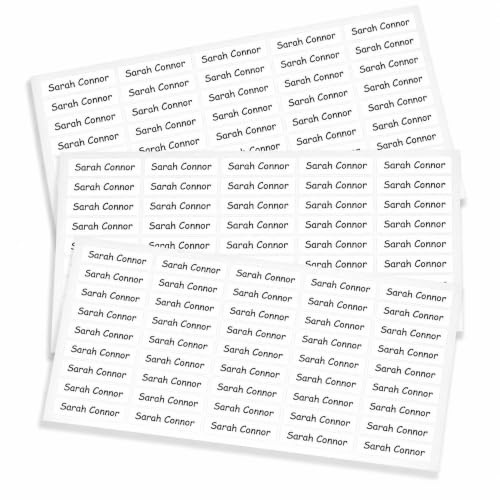 Indigos UG Namensaufkleber Kinder Schule - 150 Sticker - 36x7 mm - Aufkleber selbst gestalten - Namensschilder selbstklebend Kindergarten, Sticker KITA, Brotdose, Flasche, Federmappe, Stifte - weiß