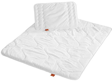 sleepling 194477 Baby Babybetten Set, medium Ganzjahresbettdecke Bettdecke 100 x 135 cm und Flachkissen Kopfkissen 40 x 60 cm, Made in EU, Ökotex 100, waschbar 60 Grad