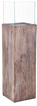 VIVANNO Windlichtsäule Windlicht Recycling Holz Candela Braun, 100x27x27 cm