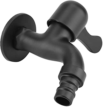 Outside Garden Outdoor Taps,Stainless Steel Tap Wall Mount Garden Washable Mop Pool Washing Machine Tap Black (Washing Machine Faucet)