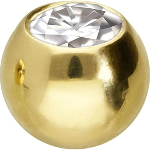 PIERCINGLINE Universal Piercing Schraub-Aufsätze 14K Gold Schraubkugel MOISSANIT 585er Gold - Roségoldfarben, Goldfarben, Silberfarben