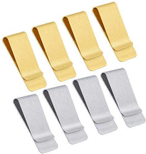 QH-Shop Geldklammer 8 Stück Metall Geldscheinklammer Herren Frauen Money Clip Geldspange für Kreditkarte Geldscheine Visitenkarte, Golden und Silber Geldclip 52 x 20 x 8 mm