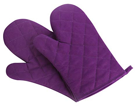 Oven Mitts Kitchen Cotton Cute Long Microwave Oven Gloves, Heat Resistant Glove for Cooking, Food, Frying, Baking Premium Durable Mitts 1 Pair Purple