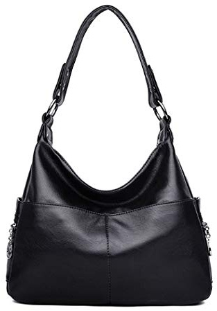BUKESIYI Mujer Bolsos Bandolera Vestir Casual Bolsos de Mano Convertible PU Cuero Piel ES77185 Fekete