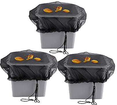 BuleEco 3 Stück Regentonnen Netz Abdeckung für Regenfass inkl. extra Zugkordel zur besseren Befestigung an unterschiedlichen Durchmessern