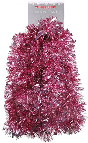 Christmas Concepts® 4m Metre Chunky/Fine Christmas Tinsel - Christmas Decoration Tinsel (PINK)